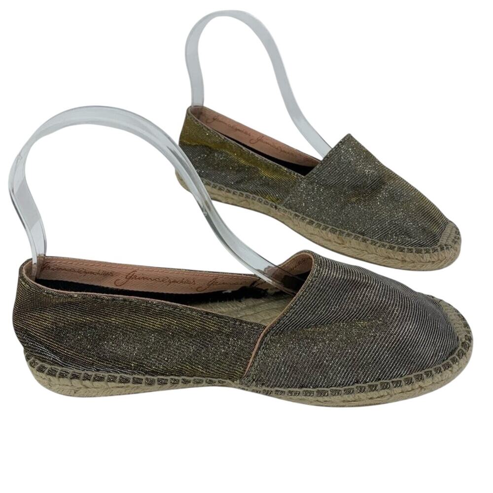 Gaimo Gold Espadrille Jute Flats Sz 8.5 Handcrafted Sparkle Fairy Earthy Spain